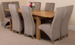 Rackhams Richmond Medium Oak Extendable Dining Table with Lola Fabric Chairs - 8 chairs - Grey - thumbnail 1