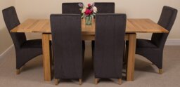 Rackhams Richmond Medium Oak Extendable Dining Table with Lola Fabric Chairs - 8 chairs - Grey - thumbnail 3
