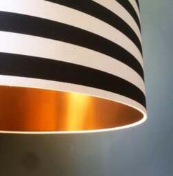 "Rackhams Circus Stripes Monochrome Lampshade With Gold Lining - 25cm Diameter x 25cm Height / (10"" x 10"")" - thumbnail 2