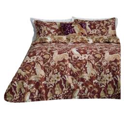 Rackhams Harewood British Cotton Animals Duvet Cover Set - Ruby - Double - Ruby - 100% Cotton