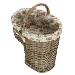 Rackhams Antique Wash Willow Wicker Stair Basket - White - thumbnail 1