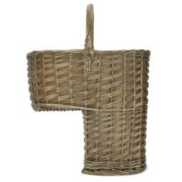Rackhams Antique Wash Willow Wicker Stair Basket - White - thumbnail 3