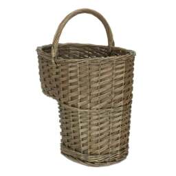 Rackhams Antique Wash Willow Wicker Stair Basket - White - thumbnail 2