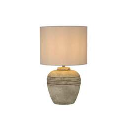 Rackhams STONE EFFECT CERAMIC TABLE LAMP WITH GREY SHADE - thumbnail 2