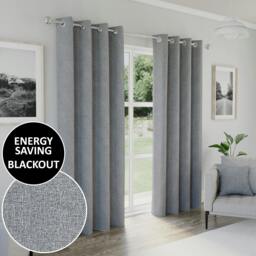 "Rackhams 100% Blackout Curtains - Thermal/Energy Saving Linen Look Pair with Eyelets For Living Room & Bedrooms - Green - 66"" (168cm) Width x 72"" (183cm) Drop" - thumbnail 2