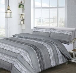 Rackhams Brooklyn Stripe Printed Cotton Blend Duvet Cover and Pillowcase Set - Blue - Double - thumbnail 2