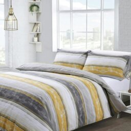 Rackhams Brooklyn Stripe Printed Cotton Blend Duvet Cover and Pillowcase Set - Blue - Double - thumbnail 3