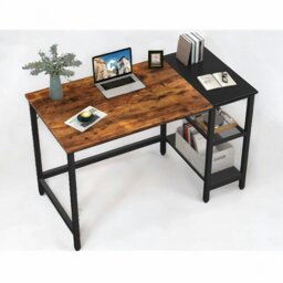 Rackhams Industrial Writing Desk With 2 Shelves Rustic Brown - thumbnail 4