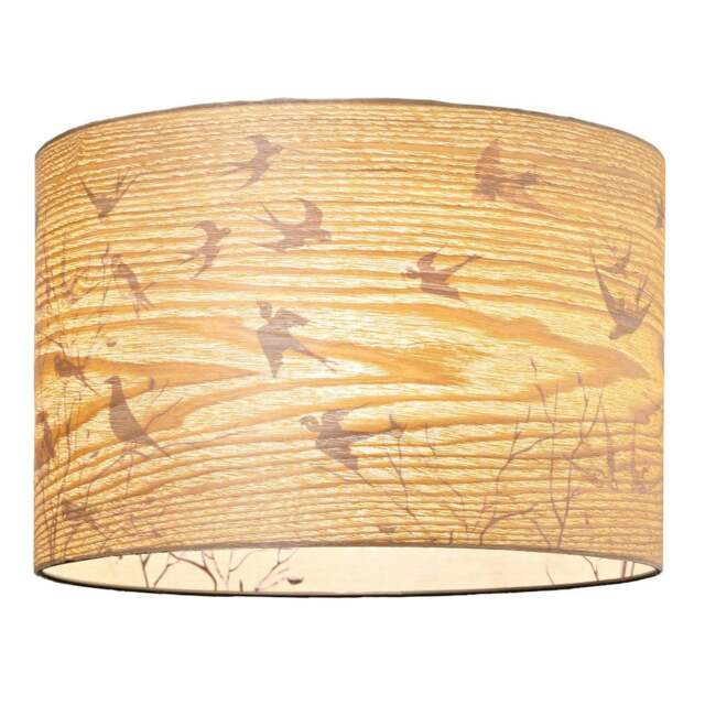 Rackhams Eco Friendly Bamboo Wood Effect Lamp Shade with Inner Lining of Birds and Trees - image 1
