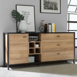 Rackhams High Rock (Large) Sideboard in Matt Black/Riviera Oak - Black - 186.3 - 1 - thumbnail 6