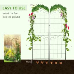 Rackhams Metal Trellis Set of 2, Garden Trellis for Climbing Plants Support Frames, Floral Design - thumbnail 5