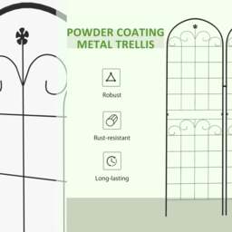 Rackhams Metal Trellis Set of 2, Garden Trellis for Climbing Plants Support Frames, Floral Design - thumbnail 6