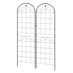 Rackhams Metal Trellis Set of 2, Garden Trellis for Climbing Plants Support Frames, Floral Design - thumbnail 1