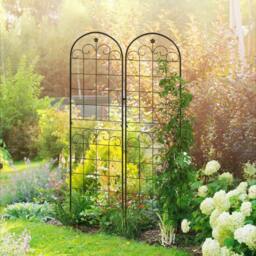 Rackhams Metal Trellis Set of 2, Garden Trellis for Climbing Plants Support Frames, Floral Design - thumbnail 2