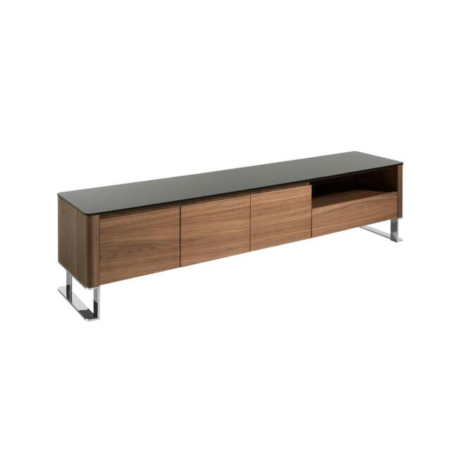 Rackhams TV Unit Walnut, Chrome-plated Steel and Black Glass Top 3047 - image 1
