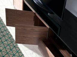 Rackhams TV Unit Walnut, Chrome-plated Steel and Black Glass Top 3047 - thumbnail 5