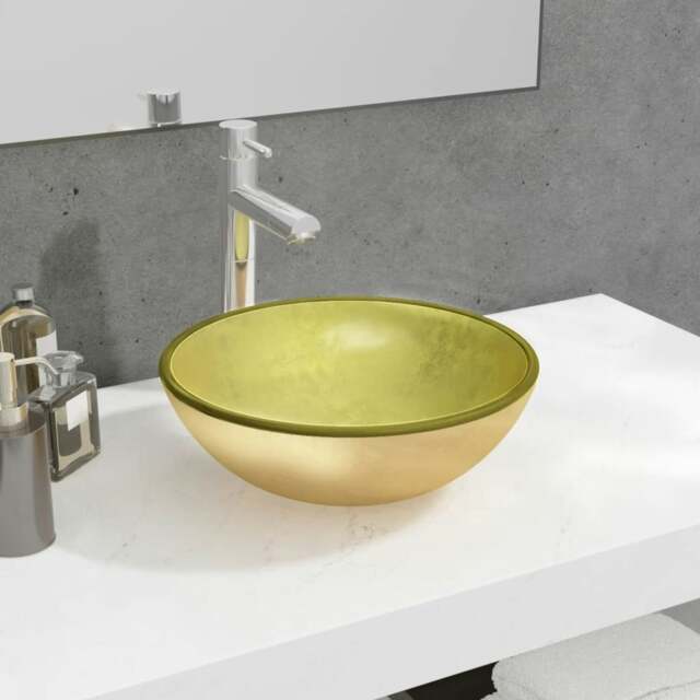 Rackhams Basin Tempered Glass 35x12 cm Gold
