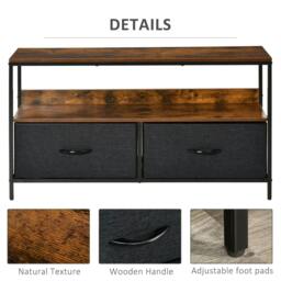 Rackhams TV Stand Cabinet with 2 Foldable Drawers - Rustic Brown - thumbnail 6