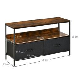 Rackhams TV Stand Cabinet with 2 Foldable Drawers - Rustic Brown - thumbnail 3