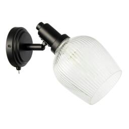 Rackhams Classy Matte Black Switched Wall Light with Clear Ribbed Glass Shade - thumbnail 5