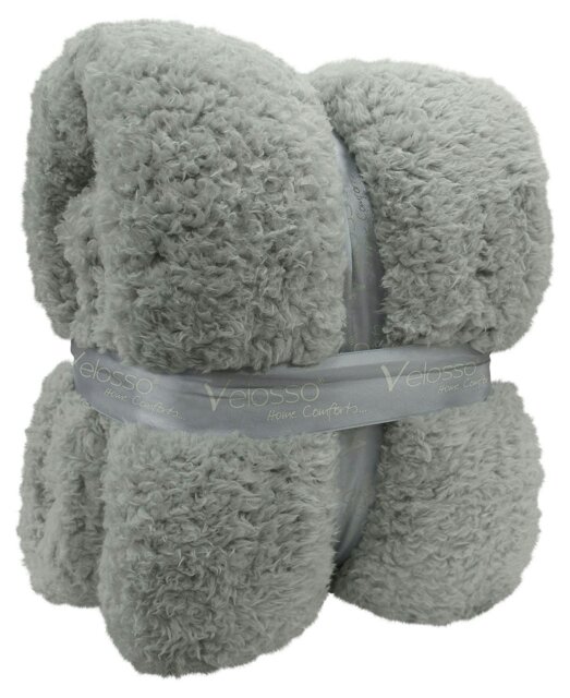 Rackhams Teddy Sherpa Reverse Blanket - 130cm x 180cm - Silver - image 1