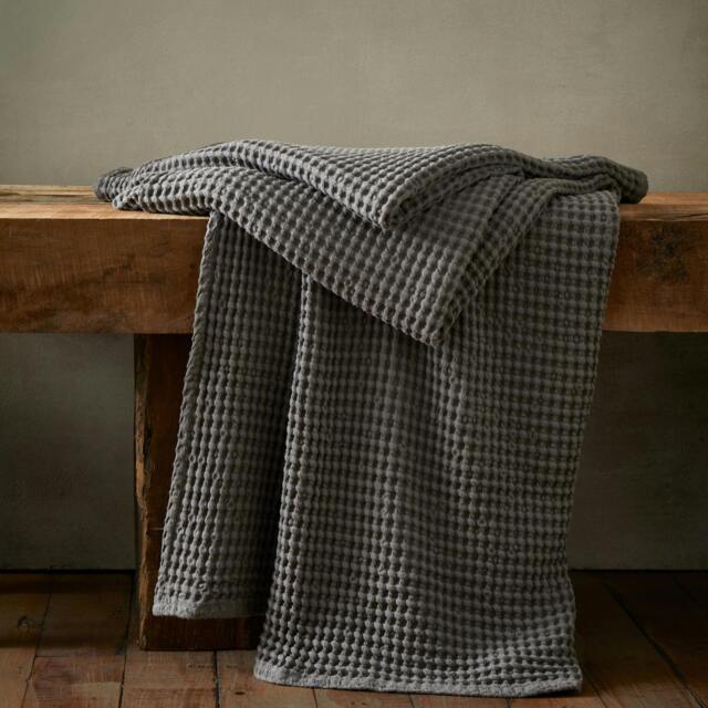Rackhams Jaipur Chunky Waffle Cotton Blanket Throw Grey - 150 x 200 cm - Grey - image 1