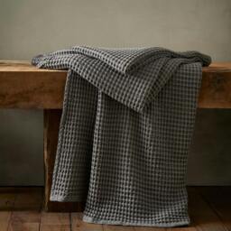 Rackhams Jaipur Chunky Waffle Cotton Blanket Throw Grey - 150 x 200 cm - Grey - thumbnail 1