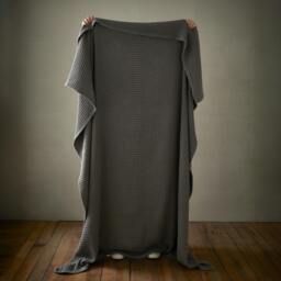 Rackhams Jaipur Chunky Waffle Cotton Blanket Throw Grey - 150 x 200 cm - Grey - thumbnail 2