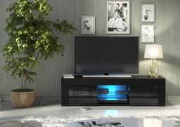 Rackhams 130cm TV Unit Cabinet TV Stand with Black High Gloss Doors - 130 cm - 1 - MDF/Chipboard - thumbnail 6