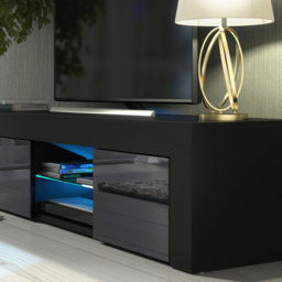 Rackhams 130cm TV Unit Cabinet TV Stand with Black High Gloss Doors - 130 cm - 1 - MDF/Chipboard - thumbnail 5