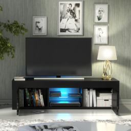 Rackhams 130cm TV Unit Cabinet TV Stand with Black High Gloss Doors - 130 cm - 1 - MDF/Chipboard - thumbnail 4