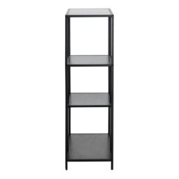 Rackhams Seaford Black Metal Asymmetrical Bookcase with 3 Black Shelves - 1 - Black and Natural - Wood - thumbnail 3