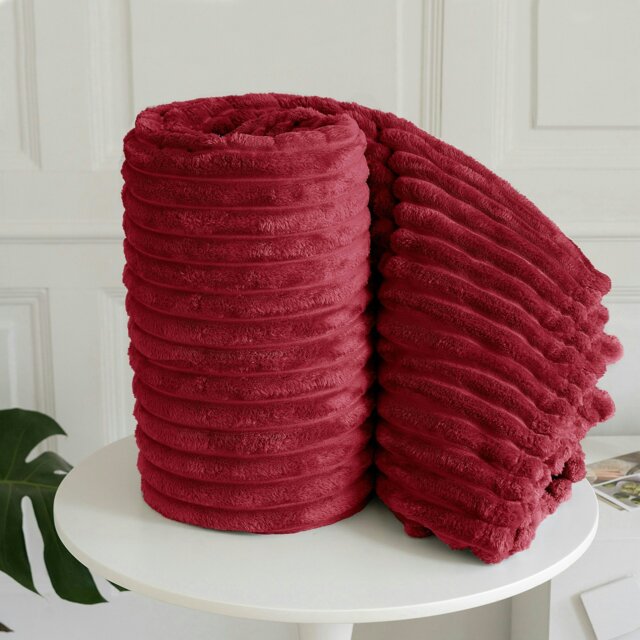 Rackhams Chunky Cord Super Soft Plush Heavy Blanket - 200cm x 240cm - Red - image 1