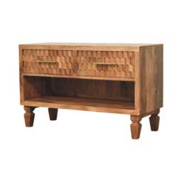 Rackhams Solid Wood Arno Shoe Storage Unit in Golden Teak - thumbnail 3