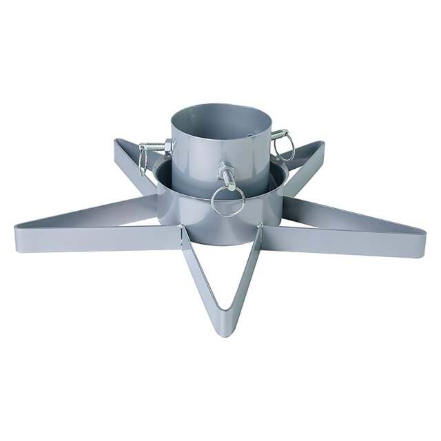 Rackhams Star-Shaped Silver Christmas Tree Stand with Water Tank, Fits Real Trees up to 2.5m, 3 Screw Clamps for 35-85mm Trunks - image 1