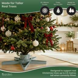 Rackhams Star-Shaped Silver Christmas Tree Stand with Water Tank, Fits Real Trees up to 2.5m, 3 Screw Clamps for 35-85mm Trunks - thumbnail 5