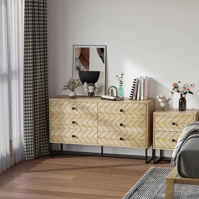 Rackhams Chest Of 6 Drawers Storage Unit 71x120cm Unique Zigzag Design Anti tip - image 1