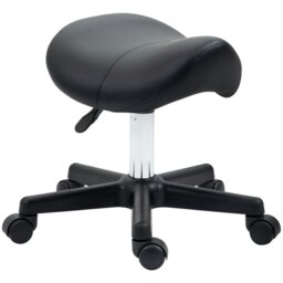 Rackhams Saddle Stool Adjustable Rolling Salon Chair Massage Spa - Grey - PU, Sponge, Steel - thumbnail 6