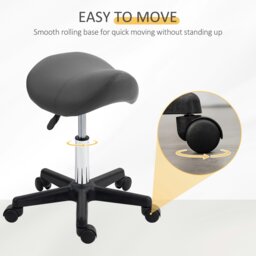 Rackhams Saddle Stool Adjustable Rolling Salon Chair Massage Spa - Grey - PU, Sponge, Steel - thumbnail 5
