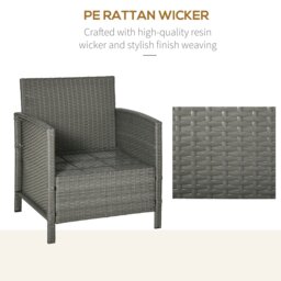 Rackhams 3 PC Outdoor Rattan Set with 2 Chairs, Coffee Table, Cushions - thumbnail 4