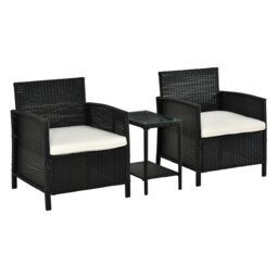 Rackhams 3 PC Outdoor Rattan Set with 2 Chairs, Coffee Table, Cushions - thumbnail 6