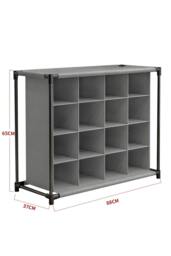 Rackhams 4-Tier Non-woven Grid Shoes Rack Cubes Storage Shelf 16 Pairs Shoes Organizer - Grey - One Size - thumbnail 2