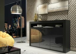 Rackhams Modern Sideboard 155cm – Black Matt Body with Black Gloss Doors - 155 cm -  MDF/Chipboard - 1 - thumbnail 6