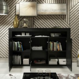 Rackhams Modern Sideboard 155cm – Black Matt Body with Black Gloss Doors - 155 cm -  MDF/Chipboard - 1 - thumbnail 3