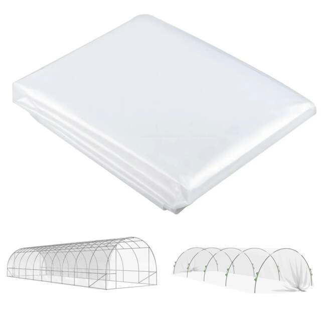 Rackhams 6 X 10m Heavy Duty (150um/6mil) Polypropylene Greenhouse Cover Replacement, UV Resistant Waterproof Plastic Polytunnel Cover, Clear