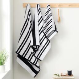 Rackhams Reversible Stripe Cotton Jacquard Towel Black - Bath Sheet - Black - thumbnail 4