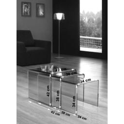 Rackhams Milan Curved Glass Nest of 3 Side Tables for Living Room - Black - thumbnail 4