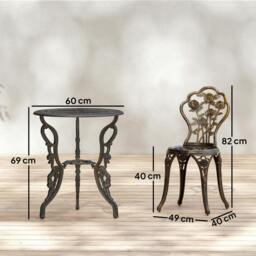 Rackhams Outdoor Bistro Set with Umbrella Hole Rose Design Metallic - Bronze Tone - 3 - Outdoor Bistro Set - thumbnail 3