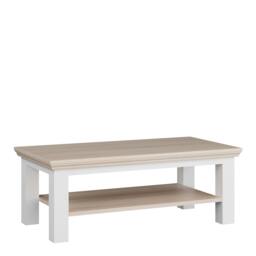 Rackhams Pontypool Large Rectangular Coffee Table with Shelf in White and Riva Oak - 43.4 x 116 x 60 cm - 1 - Wood - thumbnail 2