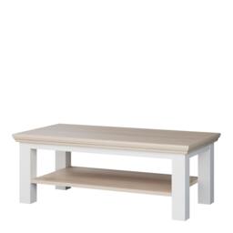 Rackhams Pontypool Large Rectangular Coffee Table with Shelf in White and Riva Oak - 43.4 x 116 x 60 cm - 1 - Wood - thumbnail 4